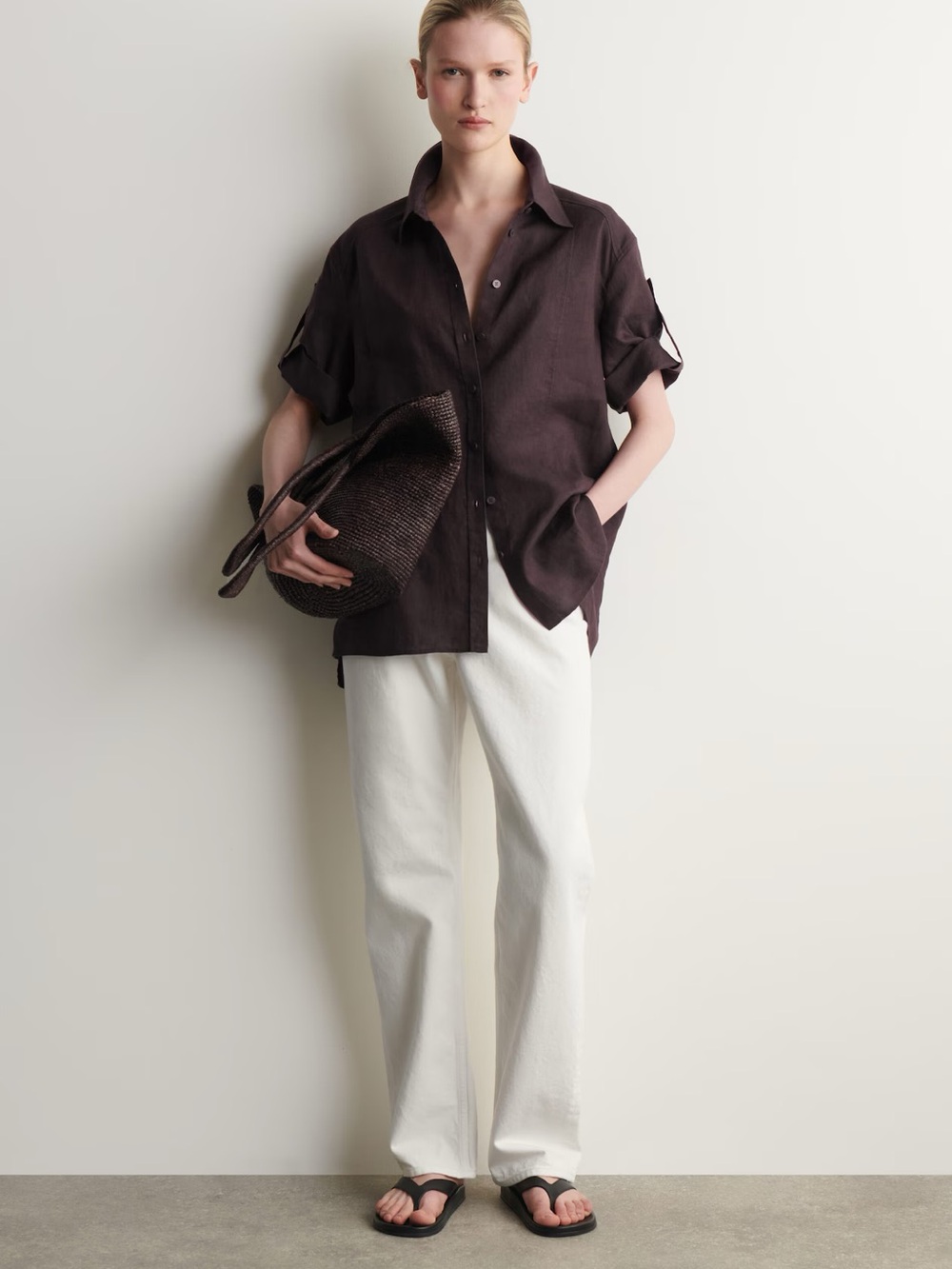 NWT (size 8) COS FOLDED-SLEEVE LINEN SHIRT